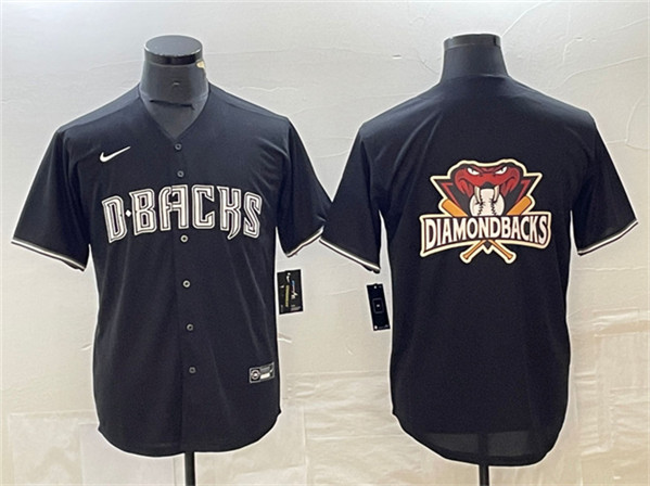 Men's Arizona Diamondbacks Black Team Big Logo Cool Base Stitched Baseball Jersey